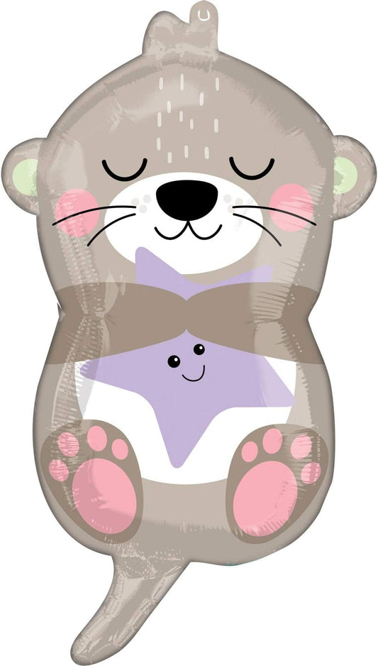 Amscan  Cute Otter Shape XL Foil Balloon-1 Pc, Grey,purple