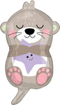 Amscan  Cute Otter Shape XL Foil Balloon-1 Pc, Grey,purple