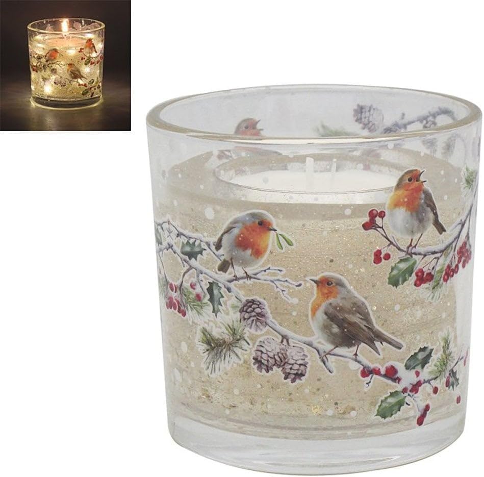 Lesser & Pavey Christmas Robin LED Gel Candle by MacNeil Studios