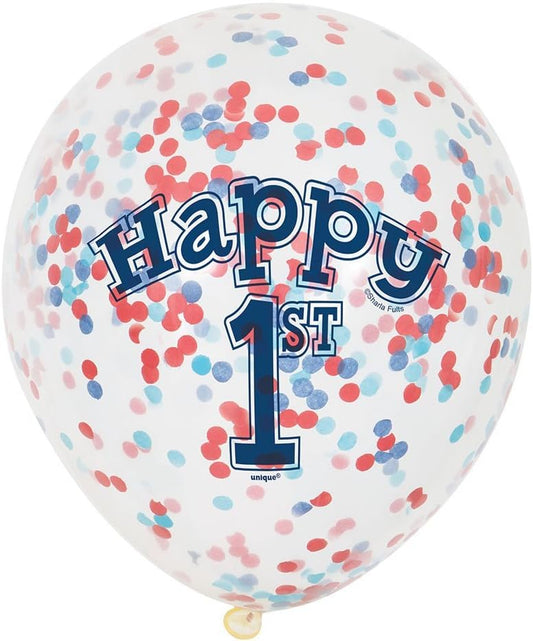 Little Sailor Nautical 1st Birthday Clear Latex Confetti Balloons (30cm) Pack of 6 - Perfect for Milestone Celebrations