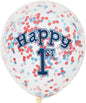 Little Sailor Nautical 1st Birthday Clear Latex Confetti Balloons (30cm) Pack of 6 - Perfect for Milestone Celebrations