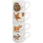 The Leonardo Collection Wildlife By Clemency Bunn Wildlife Stacking Mugs Set of 4 300ml Fine China for Hot & Cold Drinks | Durable Tea Mugs for Home & Office | Lovely Coffee Mugs for Daily Use