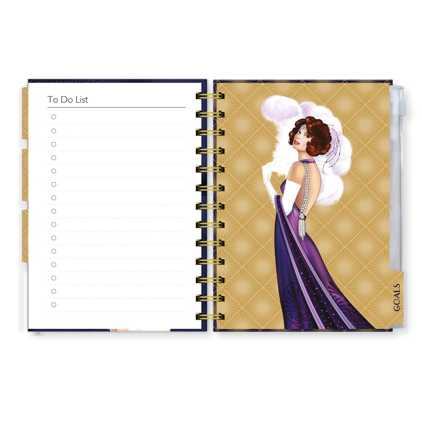Claire Coxon Art Deco 2026 Organiser Diary | Hardback Weekly Planner with Tabs, Notes, To-Do & Goals | Stylish Art Deco Design