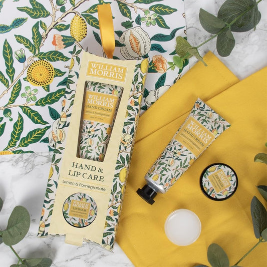 The Leonardo Collection William Morris Fruits Hand & Lip Care For All Type Skin | Hydrating Hand Cream & Lip Balm Moisturiser For Everyday Use | Vegan Friendly Beauty Essentials For Women & Men