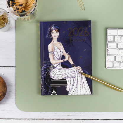 Art Deco 2026 A5 Weekly View Diary | Hardback Organiser with Claire Coxon Artwork | Planner for Appointments, Notes & Scheduling