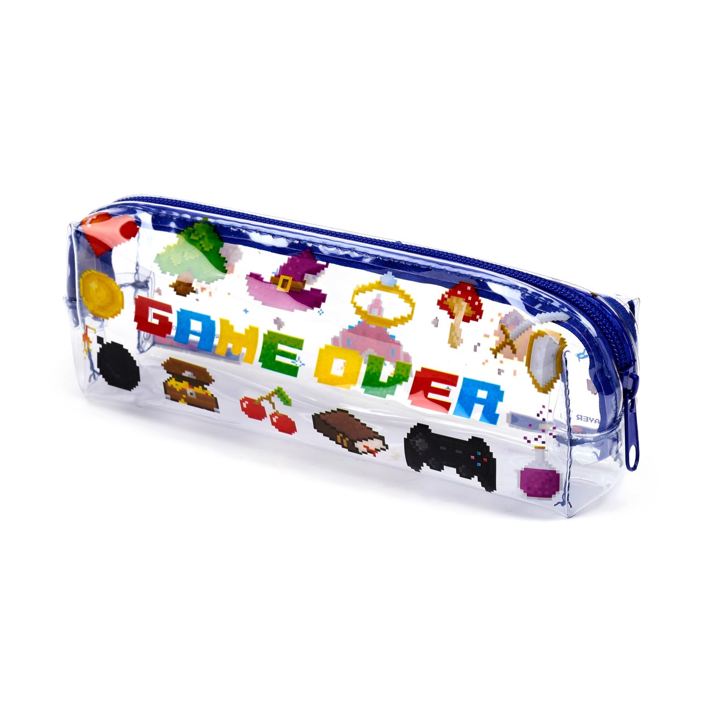 Puckator Game Over Clear Pencil Case - School Equipment Stuff - Pencil Cases - Large Capacity Preppy Pencil Case - Zipper Pouch - Office Essentials - Pencils Case Cute - Pencilcase - Pen Case