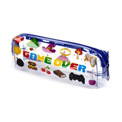 Puckator Game Over Clear Pencil Case - School Equipment Stuff - Pencil Cases - Large Capacity Preppy Pencil Case - Zipper Pouch - Office Essentials - Pencils Case Cute - Pencilcase - Pen Case