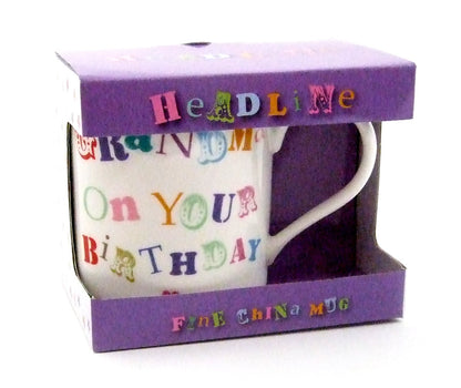 Lesser & Pavey Happy Birthday Grandma Fine China Mug Presented in a Gift Box