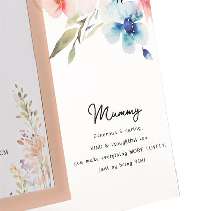 Floral Glass Photo Frame with Wording and Holds 4'x6' Photo