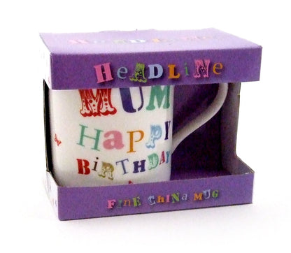 Lesser & Pavey Happy Birthday Mum Fine China Mug Presented in a Gift Box