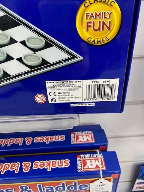 KandyToys M.Y Draughts Game - Traditional Checkers Board Game for Kids & Adults