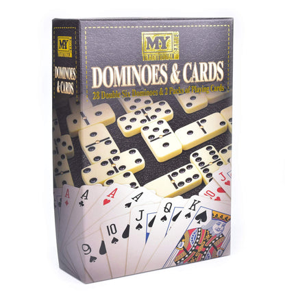 28Pc Double Six Dominoes & 2 Pack Playing Cards "M.Y"