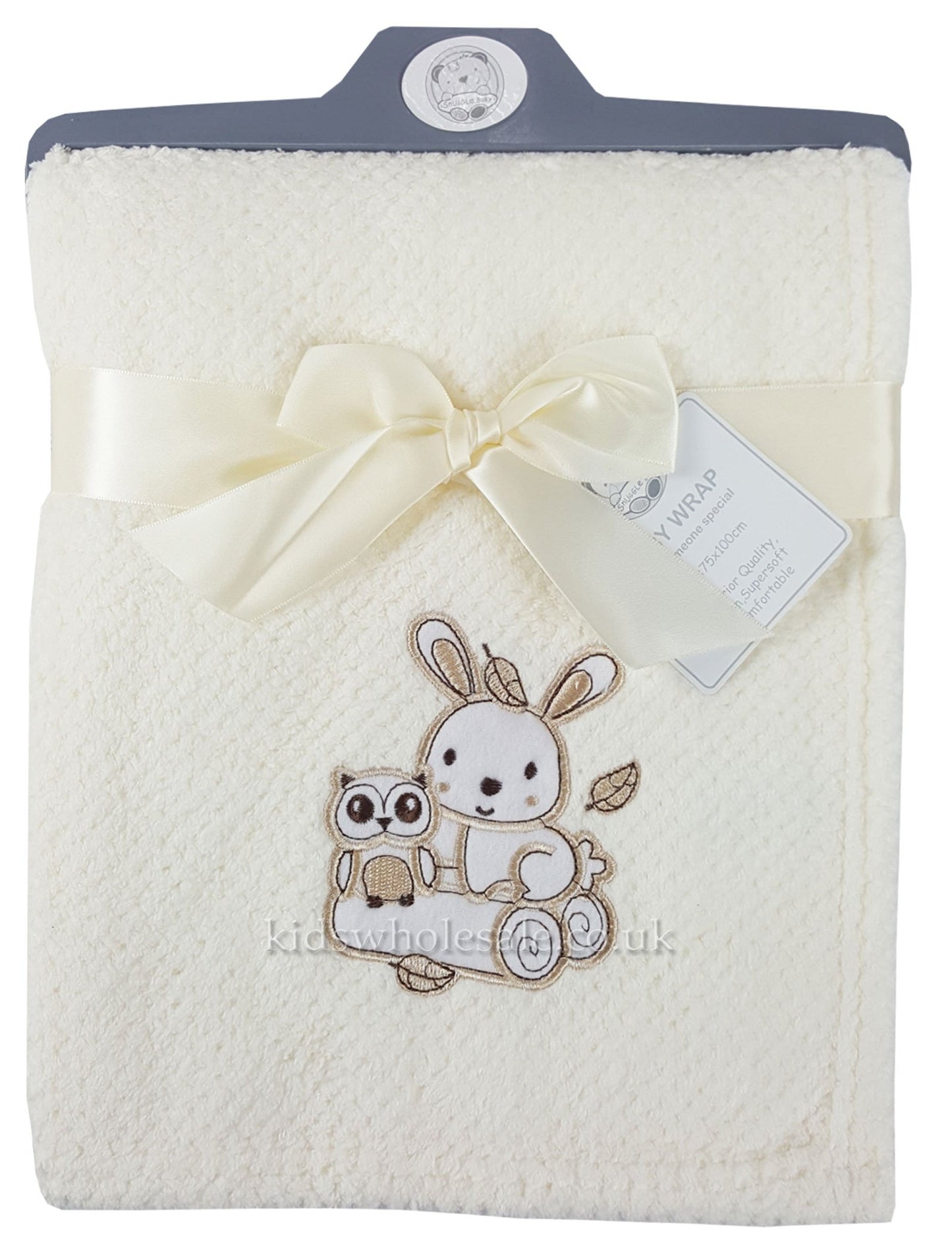 Baby Boys Girls Soft Touch Waffle Blanket Wrap In Multi Colours (Cream Rabbit & Owl)