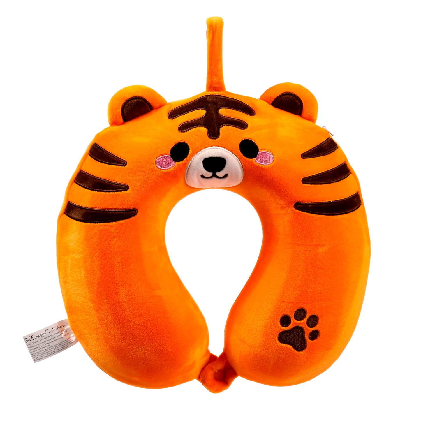 Relaxeazzz Alfie the Tiger Adoramals Plush Memory Foam Travel Pillow - Neck Flight Airplane Pillow For Travel - Kids Neck Pillows Cushion For Sleeping Neck Pain Adults - Airport Essentials