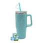 Lesser & Pavey Thirsteez Teal Diamante Drinks Cup for Hot Or Cold Drinks | Large Thermal Travel Mug with Lid & Straw for Office, Gym, Home Or Travel | Insulated Tumbler Coffee Cups for Daily Use