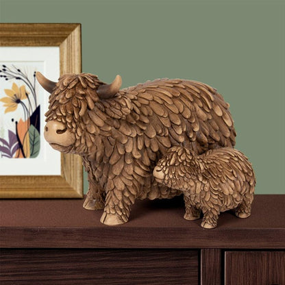 Lesser & Pavey Hughie Highland Cow & Calf Ornaments For Gift | Lovely Highland Cow Gifts For Home and Office Decoration | From The Leonardo Collection Animal Ornaments Range -LP72937