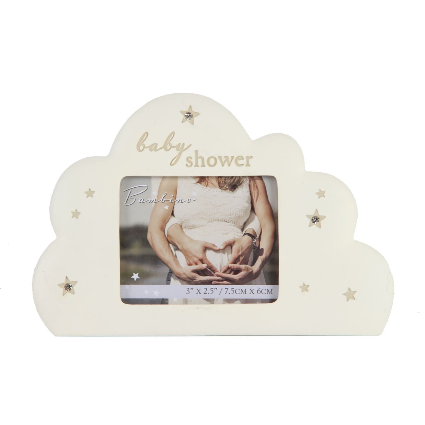 Bambino Cloud Shape Baby Shower Photo Frame 3" x 2.5" Stars Icons