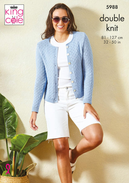 King Cole Ladies DK Knitting Pattern Lace Cardigan & Sleeveless Top (5988)
