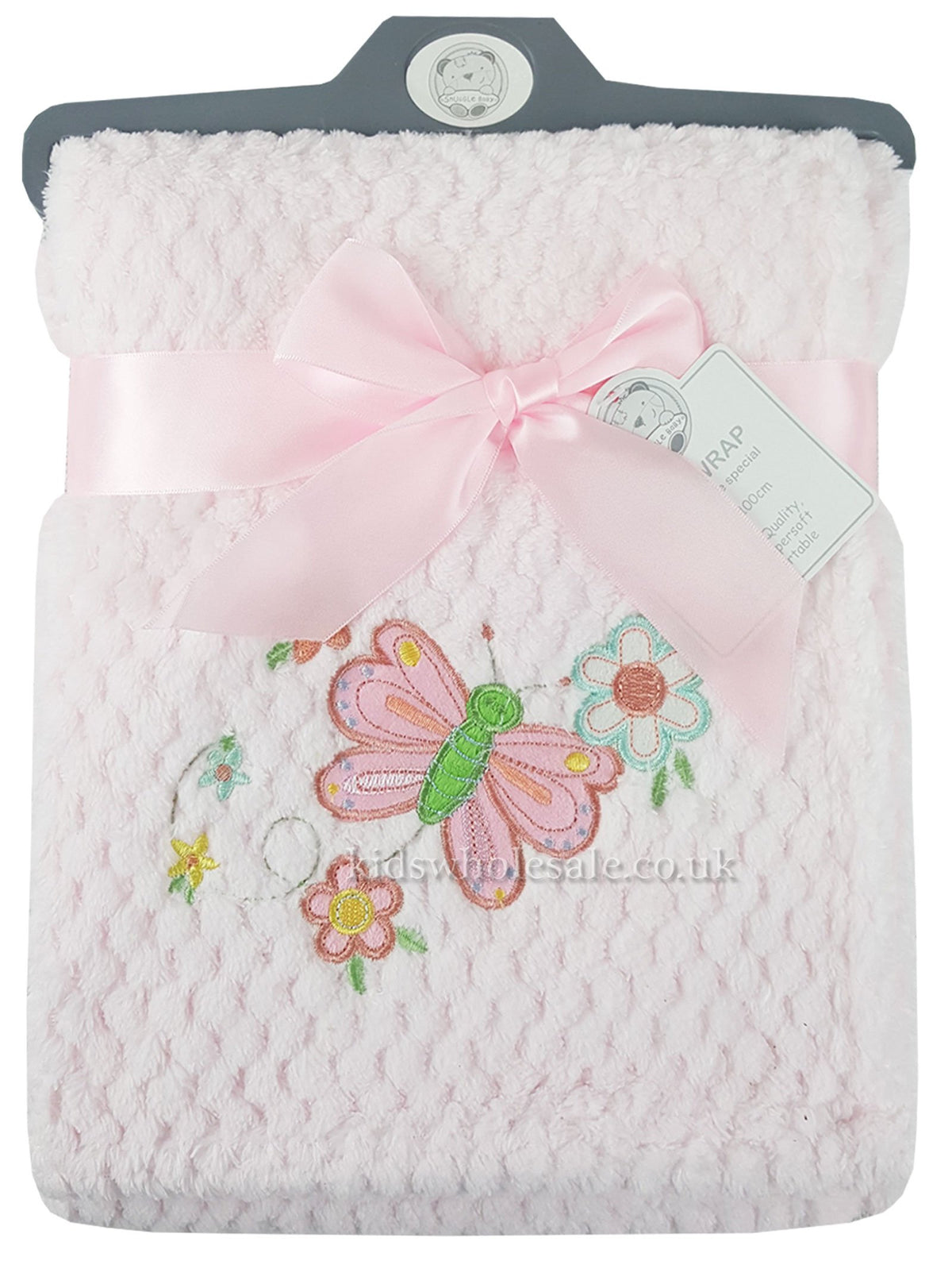 Baby Boys Girls Soft Touch Waffle Blanket Wrap In Multi Colours (Pink Butterfly)