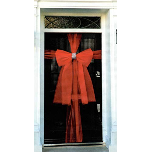 PMS Christmas DIY Organza Door Bow with Diamante Middle - Red