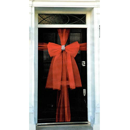 PMS Christmas DIY Organza Door Bow with Diamante Middle - Red