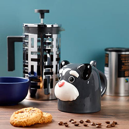 Puckator Dog Squad Upside Down Ceramic Shaped Tea Coffee Mug - Funny Home Accessories - Cute Gifts for Girlfriend - Large Mugs for Men Women Hot Drinks - Cups Presents - Secret Santa Gift - Cup Set