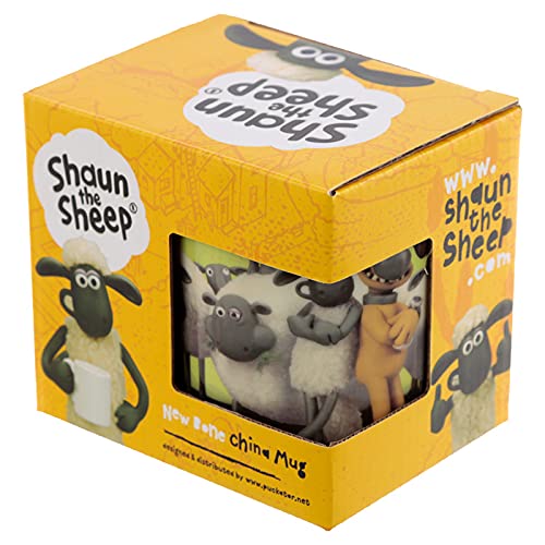 Puckator Shaun The Sheep Porcelain Tea Coffee Mug - Green - Funny Home Accessories - Cute Gifts for Girlfriend - Large Mugs for Men Women Hot Drinks - Cute Cups Presents - Secret Santa Gift - Cup Set