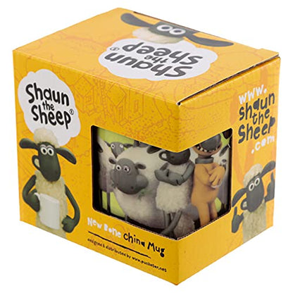 Puckator Shaun The Sheep Porcelain Tea Coffee Mug - Green - Funny Home Accessories - Cute Gifts for Girlfriend - Large Mugs for Men Women Hot Drinks - Cute Cups Presents - Secret Santa Gift - Cup Set