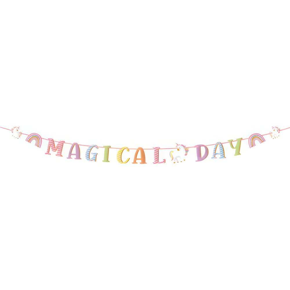 Maverick Paper Bunting Magical Day Unicorn Rainbows Kids Birthday Party Banner Fairy Character Message 300x23cm