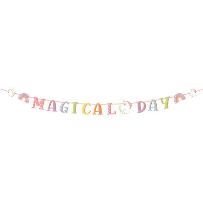 Maverick Paper Bunting Magical Day Unicorn Rainbows Kids Birthday Party Banner Fairy Character Message 300x23cm