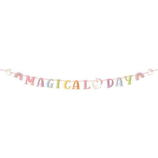 Maverick Paper Bunting Magical Day Unicorn Rainbows Kids Birthday Party Banner Fairy Character Message 300x23cm