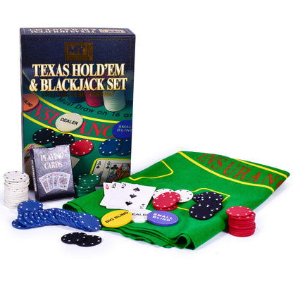 M.Y Texas Hold'em Poker & Blackjack Set - Includes Poker Chips Deck of Cards