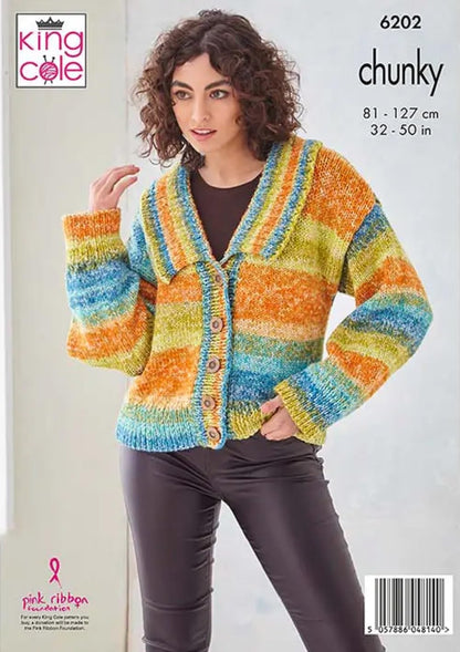 King Cole Ladies Knitting Pattern Womans Chunky Short Jacket & Waistcoat (6202)