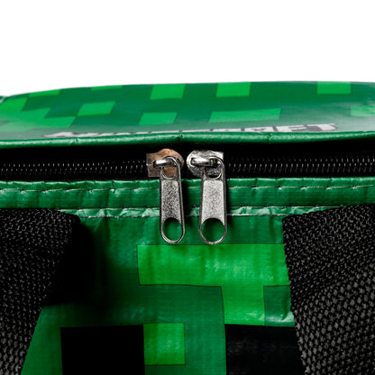 Puckator Cool Lunch Bag with Minecraft Creeper Design Made Out of Recycled Plastic Bottles - Insulated Lunch Bag for Women Men Children - Lunch Box Bag for Work & School - Beach Picnic Accessories