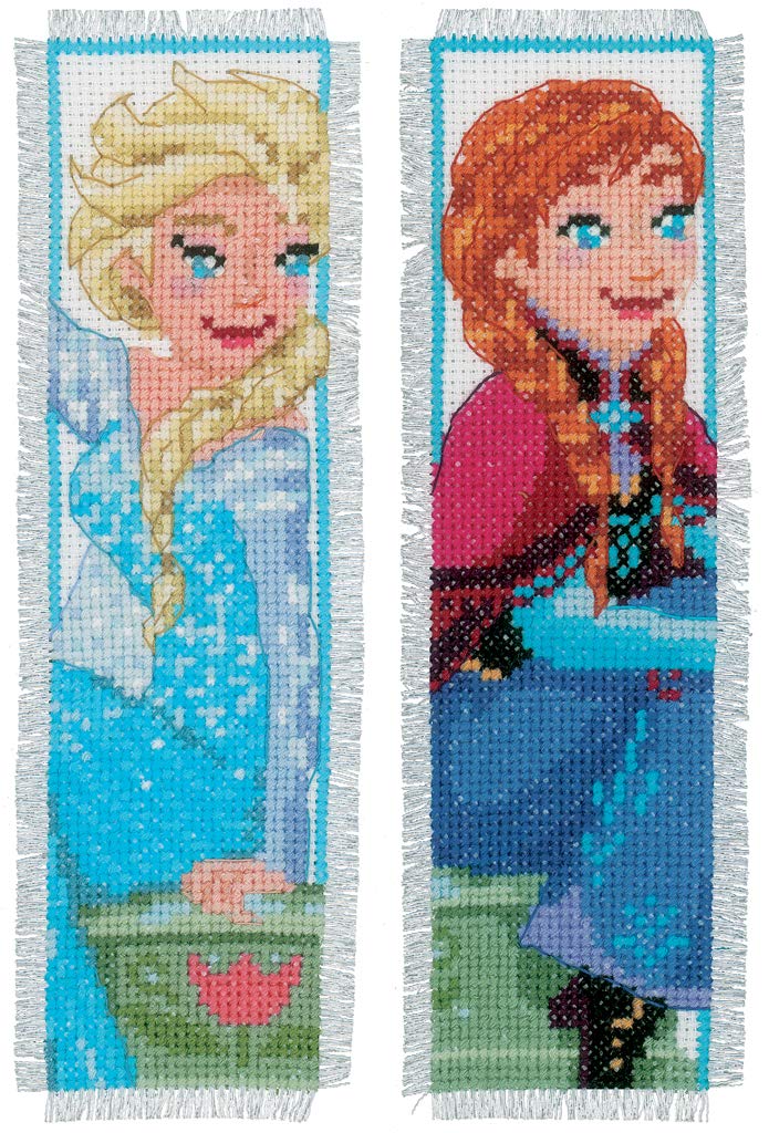 Vervaco Counted Cross Stitch Kit: Bookmarks: Frozen - Sisters Forever (Set of 2), Assorted, Set of 2