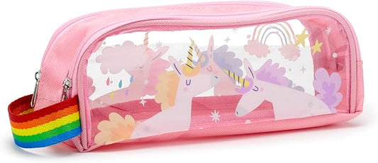 Unicorn Magic Clear Window Pencil Case - School Equipment Stuff - Pencil Cases - Large Capacity Preppy Pencil Case - Zipper Pouch - Office Essentials Pencils Case Cute - Pencilcase Pen Case