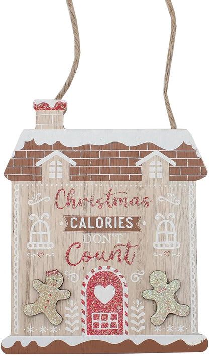 Christmas Gingerbread Wooden Plaque - Christmas Calories Don't Count