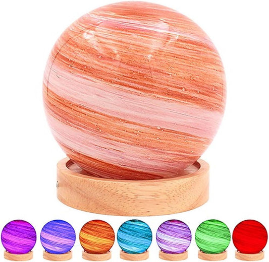 Lesser & Pavey LED Cosmic Planet Lamp Pink & Brown | USB Powered LED Night Light | Touch-Control Bedside Table Lamp | Soft Glow Desk & Bedroom Lighting | Kids & Adults Ambient Lamp