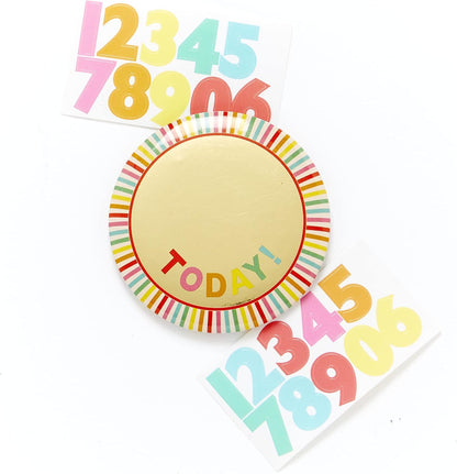 Rainbow & Gold Kids Add-an-Age Birthday Badge includes Number & Letter Stickers to Personalise - 6cm