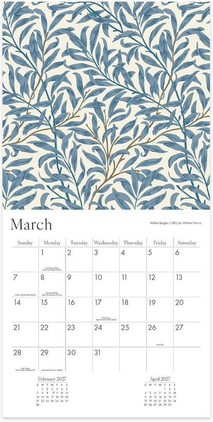 William Morris 2027 Square Wall Calendar | Monthly Planner Featuring Classic Patterns Like Strawberry Thief, Tulips, Willow Bough & More