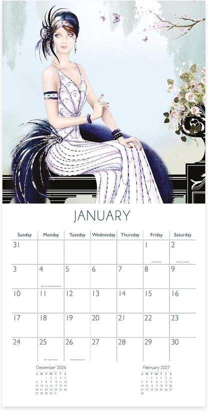 Claire Coxon Art Deco 2027 Square Wall Calendar | Monthly Planner Featuring Original Art Deco Illustrations | Elegant Decorative Calendar