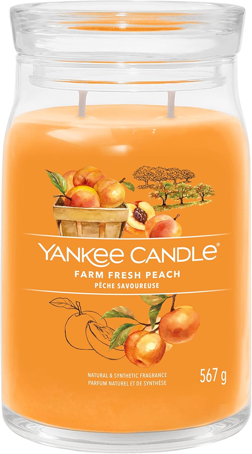 Yankee Candle Signature Scented Candle | Farm Fresh Peach Large Jar Candle with Double Wicks | Soy Wax Blend Long Burning Candle | Perfect Gifts for Women