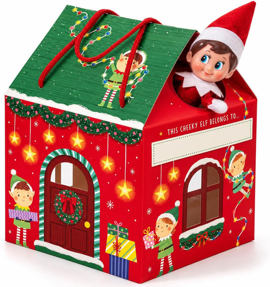 Design By Violet Red Christmas Elf Arrival House Gift Box with Handles 27cm  no elf