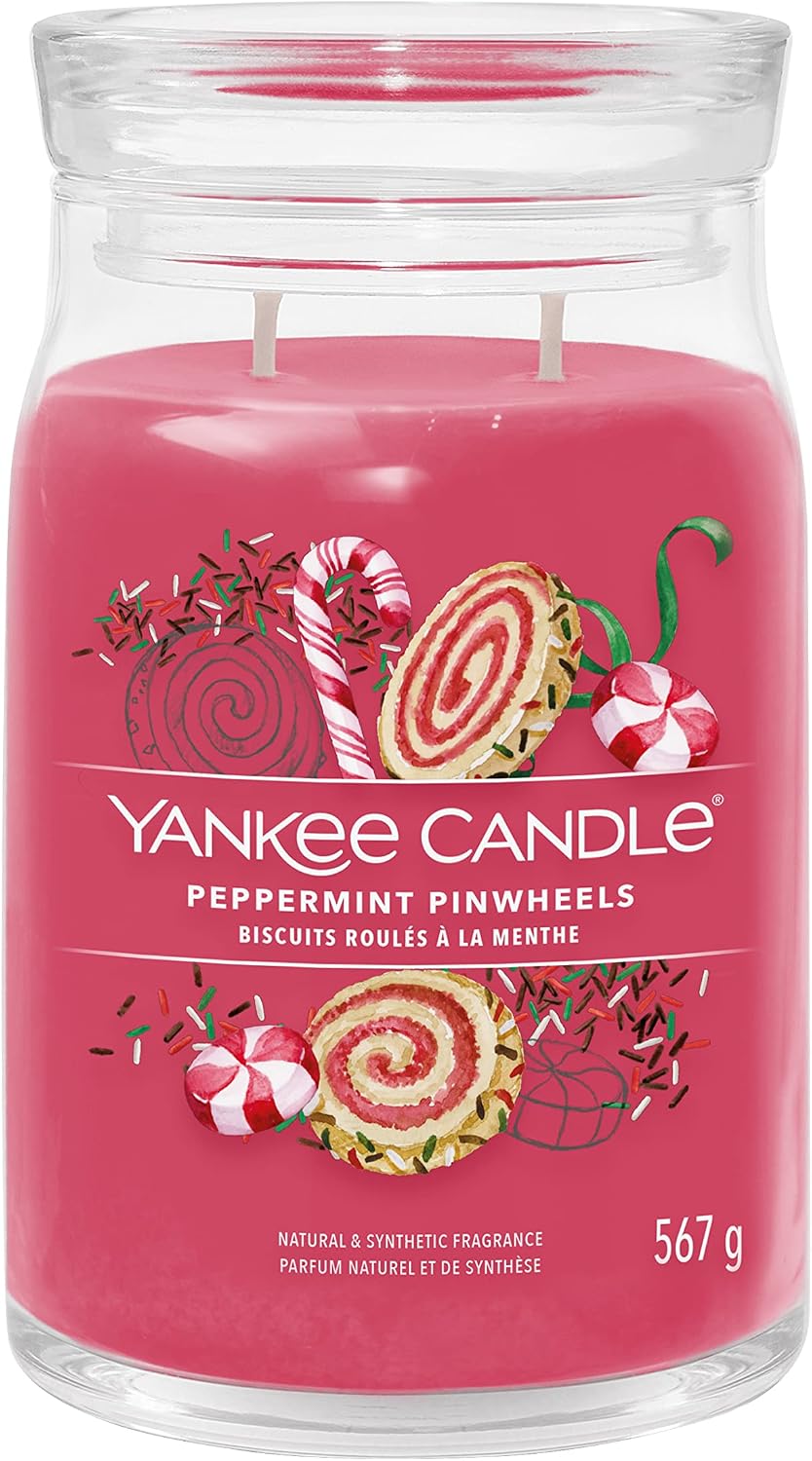 Yankee Candle Signature Scented Candle | Peppermint Pinwheels Large Jar Candle with Double Wicks | Soy Wax Blend Long Burning Candle | Perfect Gifts for Women