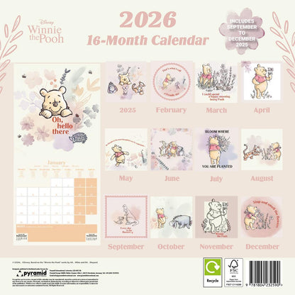 Pyramid International WINNIE THE POOH 2026 Square Wall Calendar – Official 16-Month Disney Calendar Featuring Classic Characters – Gift for Families, Kids & Nostalgic Fans