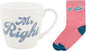 Lesser & Pavey His N Hers Mr Right Mug & Sock Gift Set 480ml for Coffee, Tea and Hot Drinks | Reusable Fine China Tea & Coffee Mugs for Daily Use | Special Occation & Birthday Gifts for Women & Men