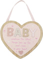 Love & Affection Baby Hanging Wooden Heart Plaque Pink For Home Decor & Gift | Wooden and Acrylic Plaques For Home