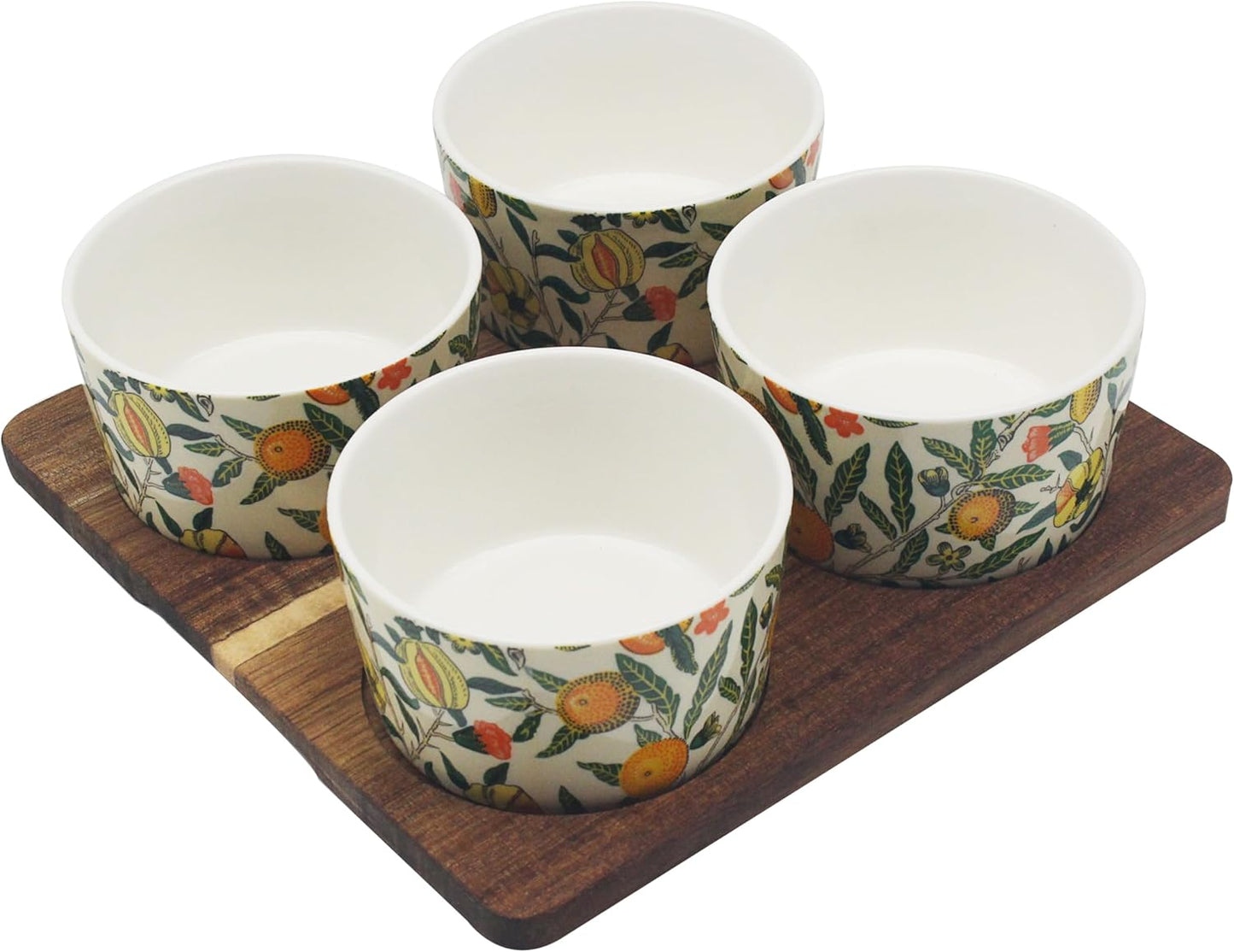 The Leonardo Collection Fruits Snack Bowls Wooden Tray William Morris for Kitchen & Home | Non Slip Serving Tray for Food | Serving Platter for Lunch & Dinner | Plastic Trays for Tea & Serving Dishes