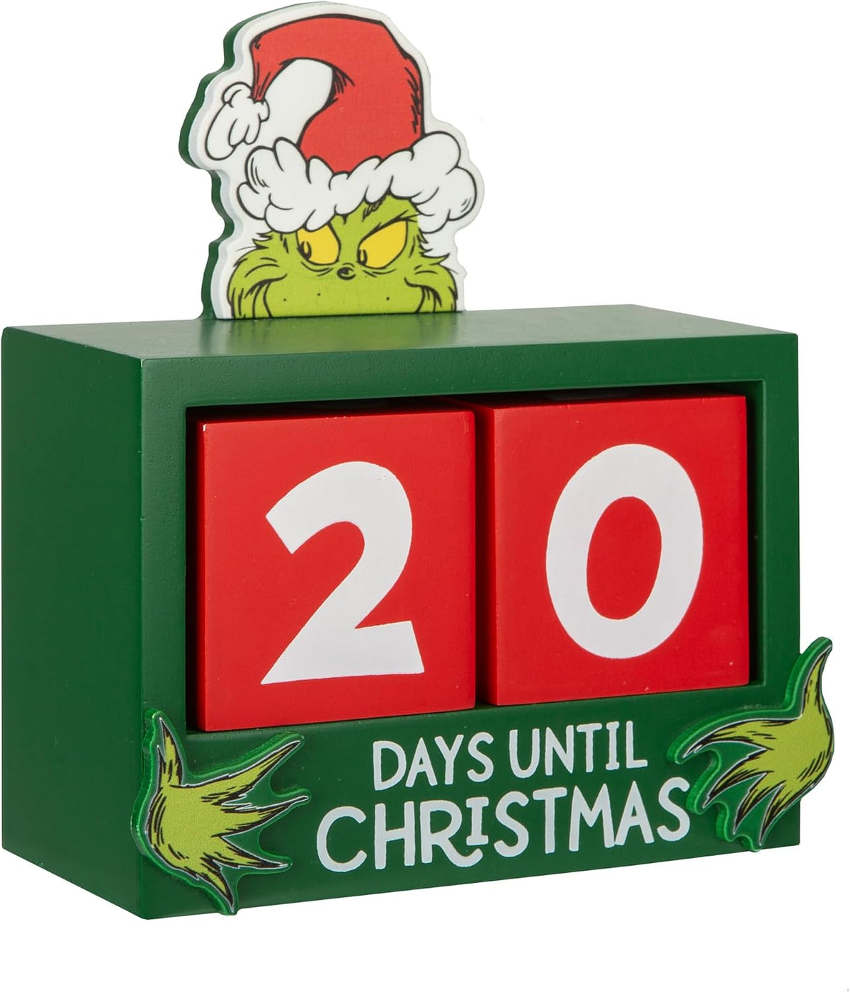 Grinch Wooden Countdown Blocks – 14cm Festive Calendar Decoration – Official Licensed Christmas Display Piece for Families to Count Down the Days