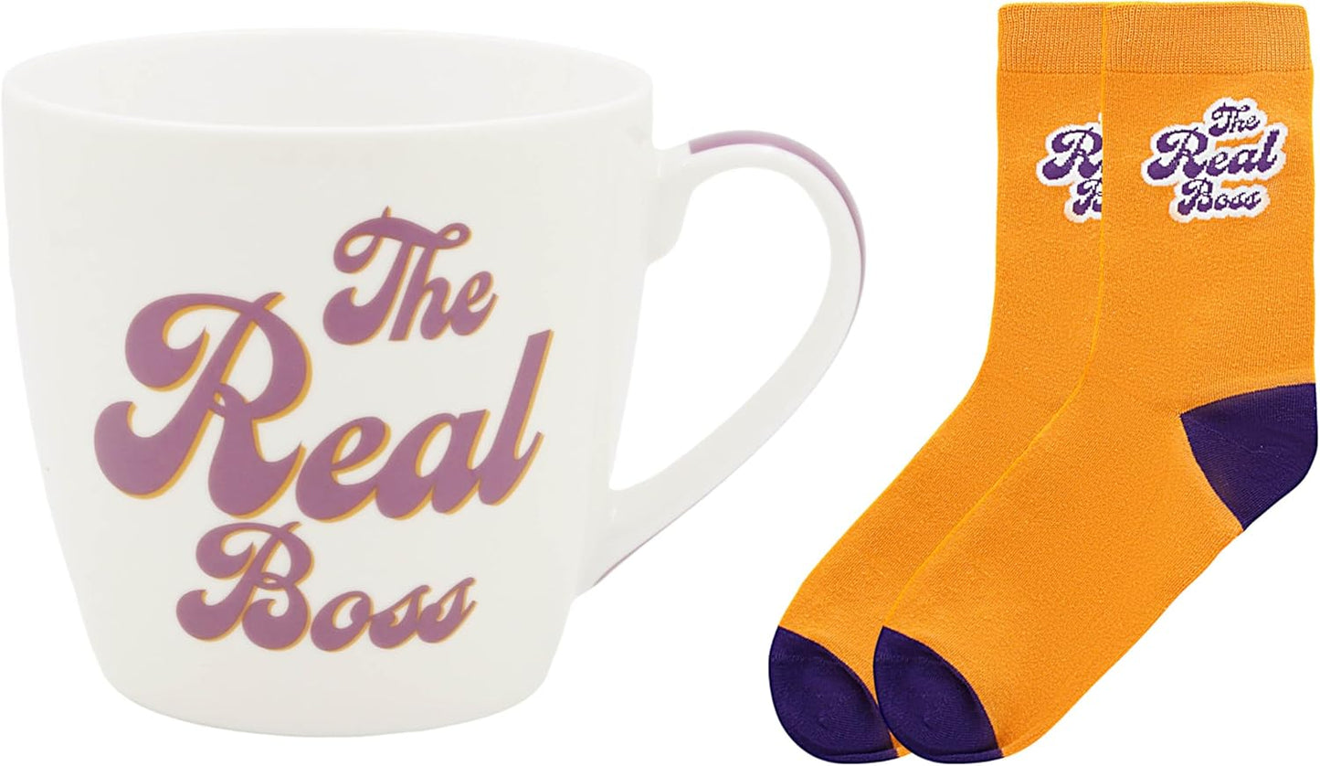 Lesser & Pavey His N Hers The Real Boss Mug & Sock Gift Set 480ml